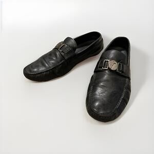 VERSACE COLLECTION MENS BLACK SOFT LEATHER LOAFERS SIZE US11 GOOD COND!